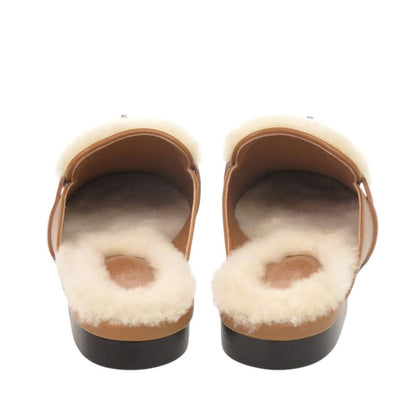 Hermes Oz Mules Chevre Sheepskin Natural Ecru Brown — view 4