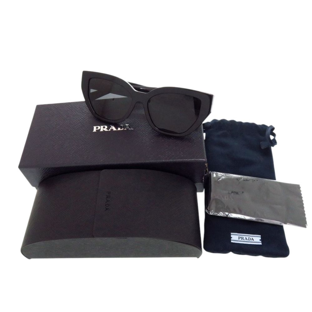 Prada Cat Eye Logo Black Acetate Sunglasses Eyewear — view 2