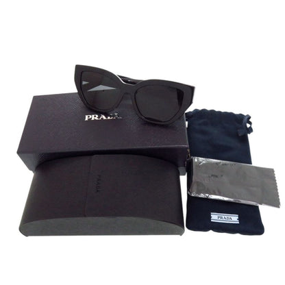 Prada Cat Eye Logo Black Acetate Sunglasses Eyewear — view 2