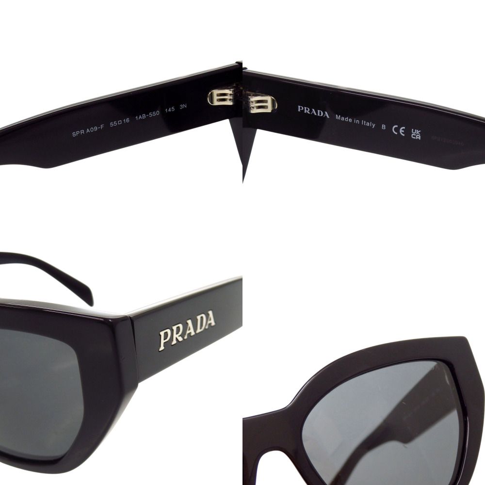 Prada Cat Eye Logo Black Acetate Sunglasses Eyewear — view 7