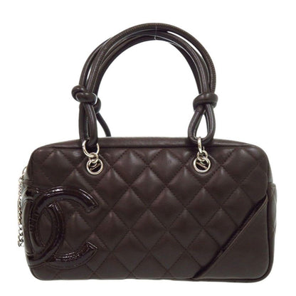 Chanel Mini Bowling Bag Lambskin Brown Quilted Cambon Line CC Logo