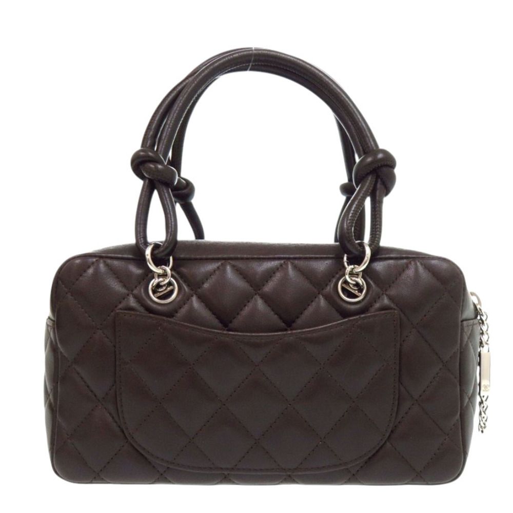 Chanel Mini Bowling Bag Lambskin Brown Quilted Cambon Line CC Logo — view 3