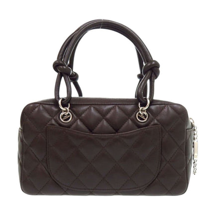 Chanel Mini Bowling Bag Lambskin Brown Quilted Cambon Line CC Logo — view 3