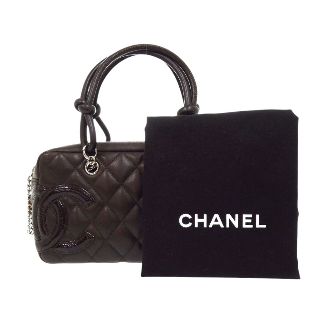 Chanel Mini Bowling Bag Lambskin Brown Quilted Cambon Line CC Logo — view 2
