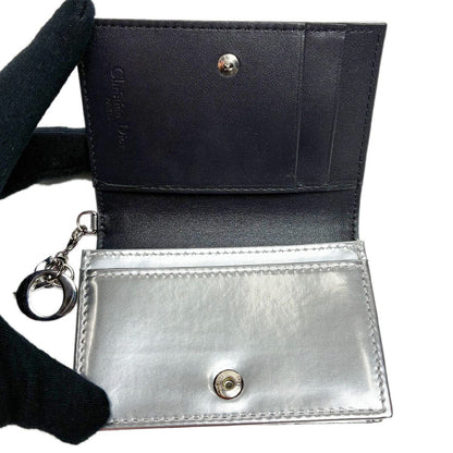Dior Micro Cannage Card Case Patent Silver Square Octagon — view 7