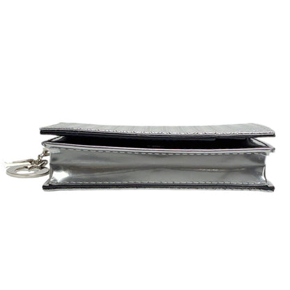 Dior Micro Cannage Card Case Patent Silver Square Octagon — view 3