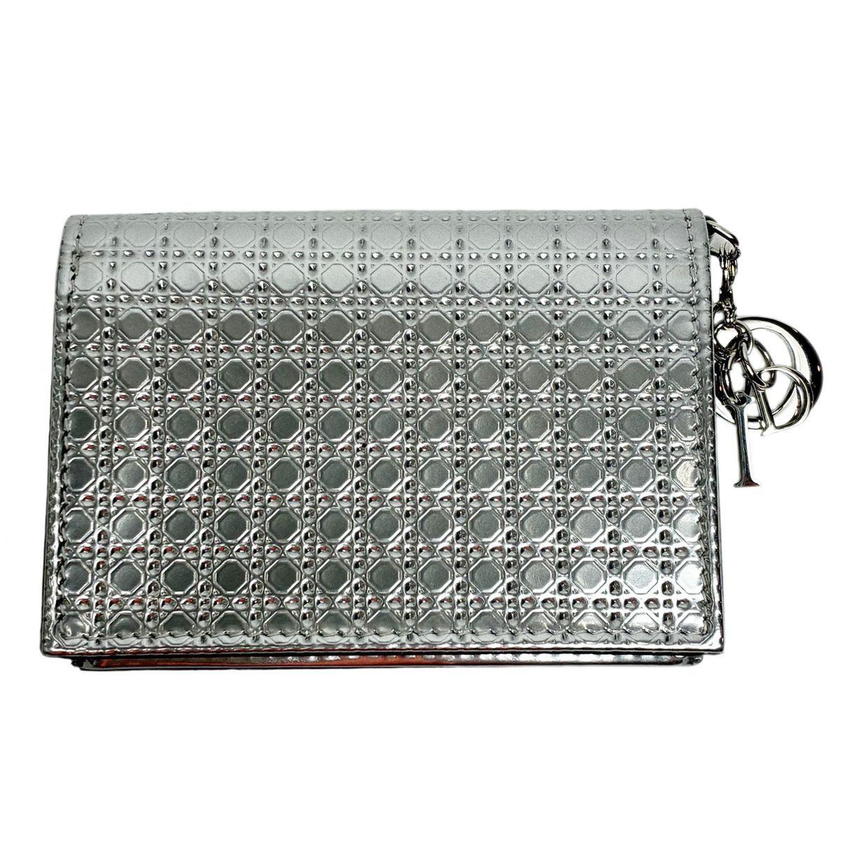 Dior Micro Cannage Card Case Patent Silver Square Octagon — view 2