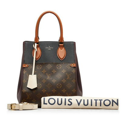 Louis Vuitton Monogram Fold Tote 2-Way Shoulder Bag Wine Red Leather