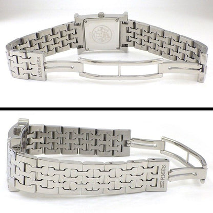 Hermes Watch Diamond Bezel Index Square White Shelldial SS — view 3