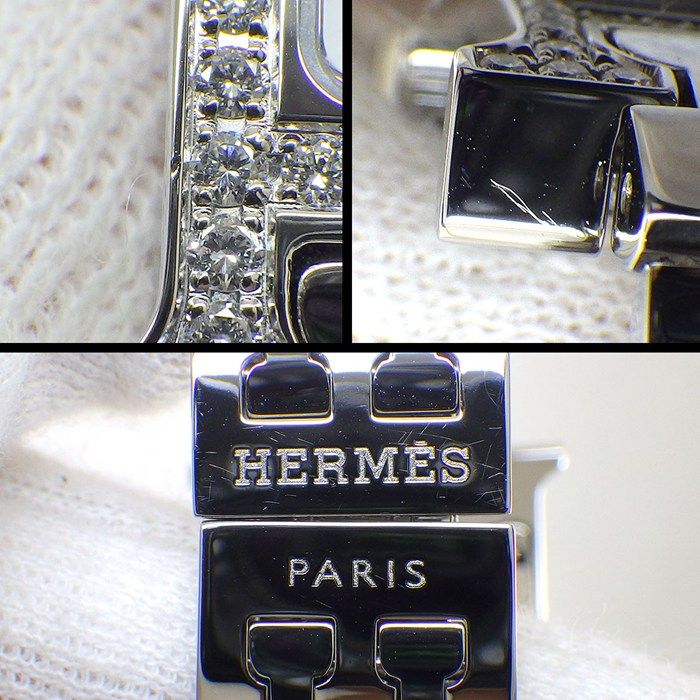 Hermes Watch Diamond Bezel Index Square White Shelldial SS — view 6