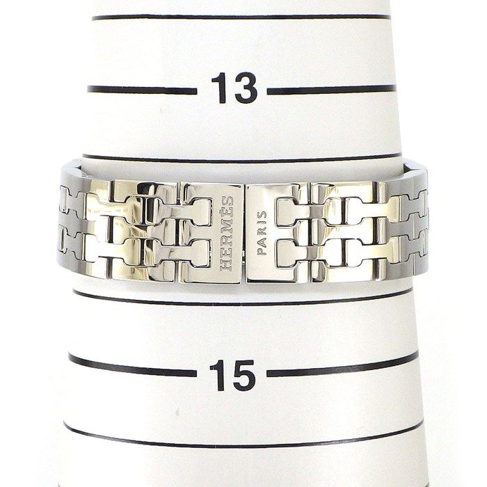 Hermes Watch Diamond Bezel Index Square White Shelldial SS — view 8