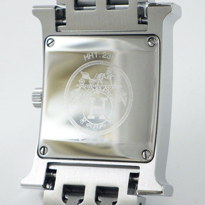 Hermes Watch Diamond Bezel Index Square White Shelldial SS — view 4