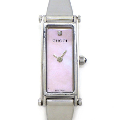Gucci Watch Bangle Diamond Index Rectangular Pink Maza Ofpearl Dial Horsebit