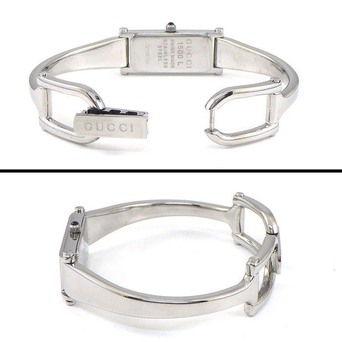 Gucci Watch Bangle Diamond Index Rectangular Pink Maza Ofpearl Dial Horsebit — view 3