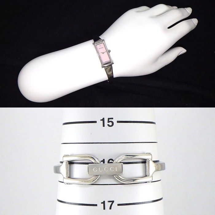 Gucci Watch Bangle Diamond Index Rectangular Pink Maza Ofpearl Dial Horsebit — view 9