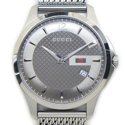 Gucci Watch Timeless 126.3 Diamante Gray Dial Mesh Date SS