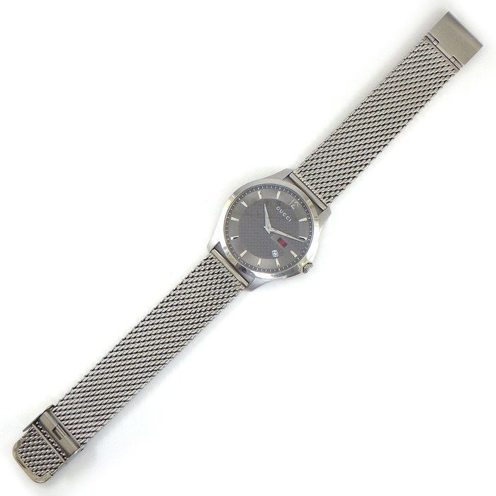 Gucci Watch Timeless 126.3 Diamante Gray Dial Mesh Date SS — view 3