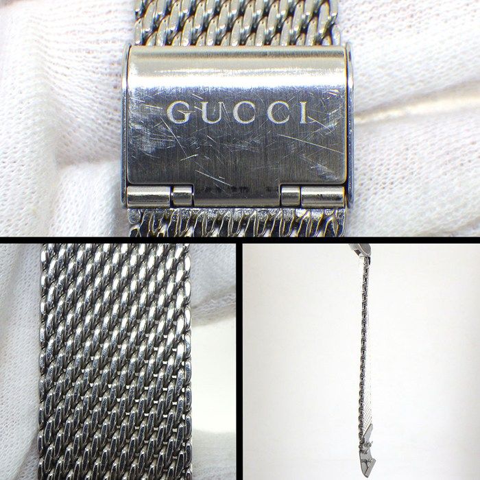 Gucci Watch Timeless 126.3 Diamante Gray Dial Mesh Date SS — view 9