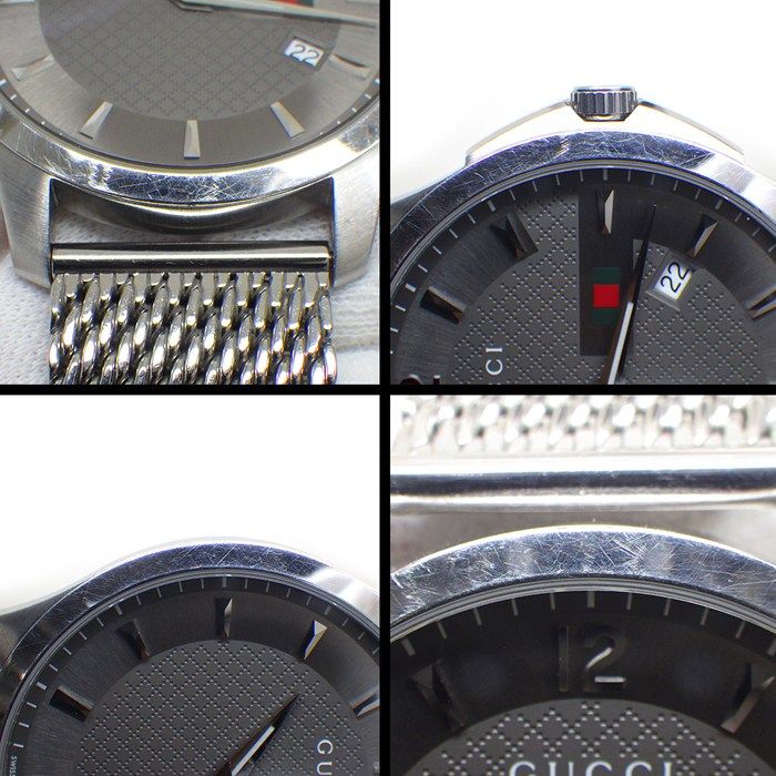 Gucci Watch Timeless 126.3 Diamante Gray Dial Mesh Date SS — view 8