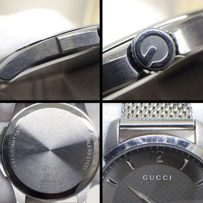 Gucci Watch Timeless 126.3 Diamante Gray Dial Mesh Date SS — view 7