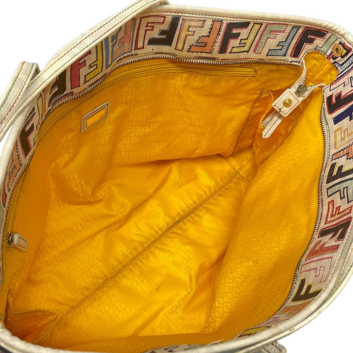 Fendi Tote Light Gray Yellow Multi Leather — view 7