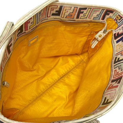 Fendi Tote Light Gray Yellow Multi Leather — view 7
