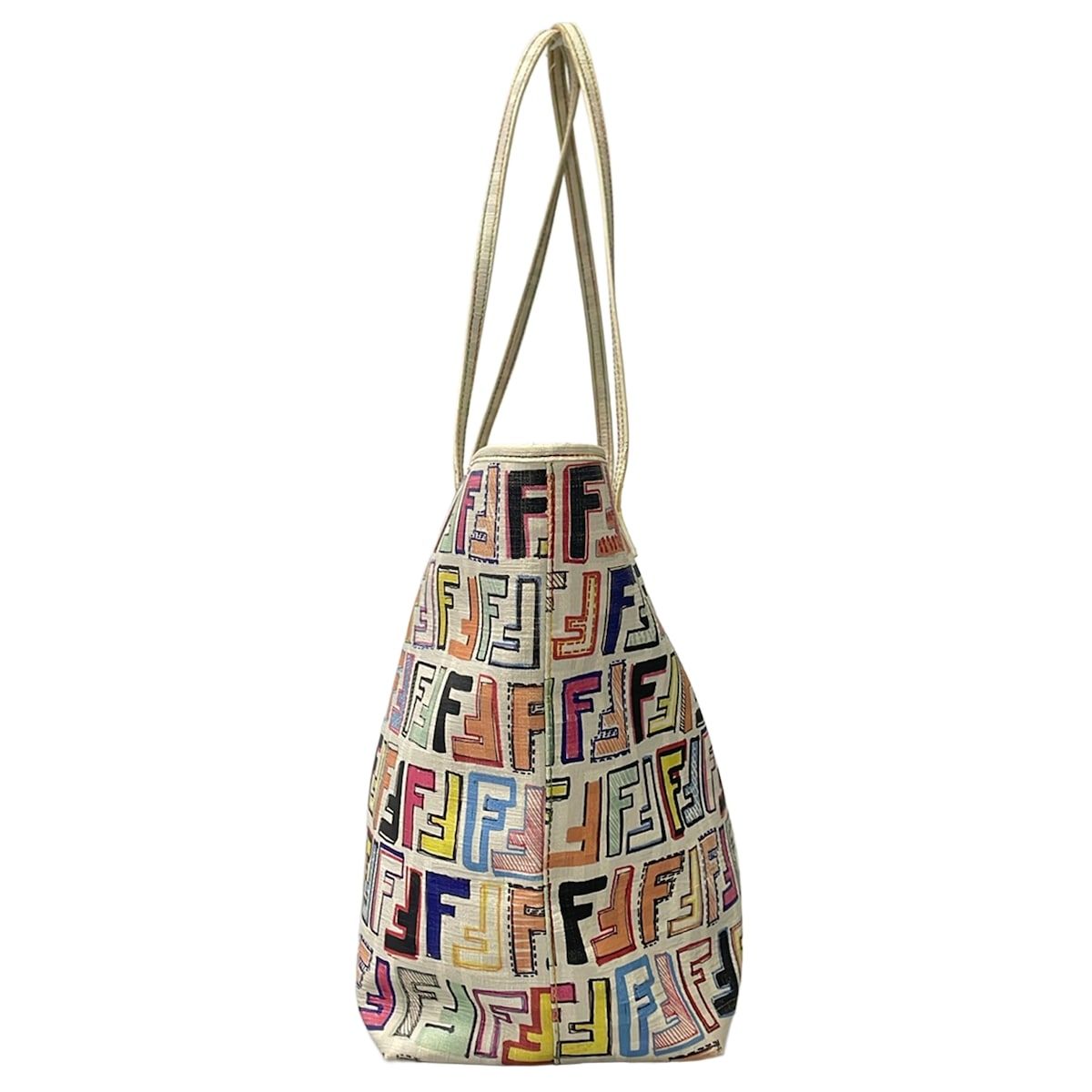 Fendi Tote Light Gray Yellow Multi Leather — view 2
