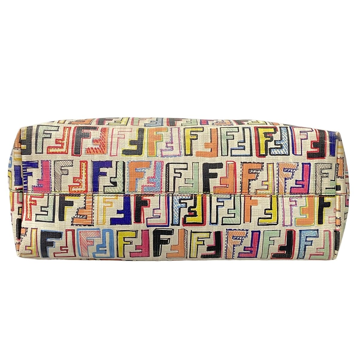 Fendi Tote Light Gray Yellow Multi Leather — view 5
