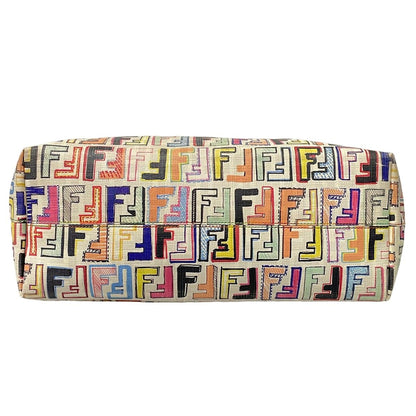 Fendi Tote Light Gray Yellow Multi Leather — view 5