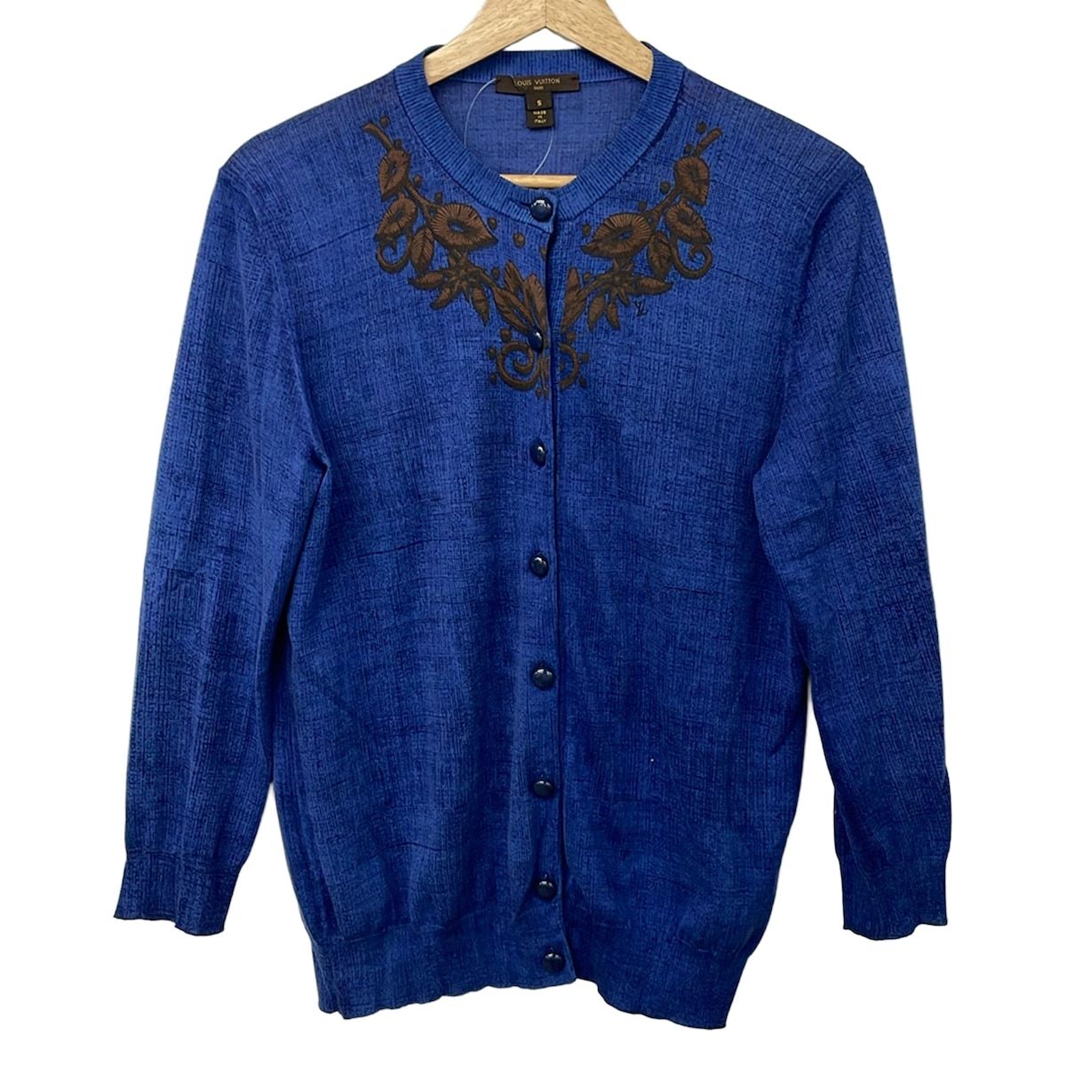 Louis Vuitton Cardigan S Navy Brown Long Sleeve