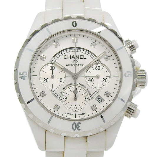 Chanel Diamond Chronograph White Ceramic Automatic Winding Dial Watch
