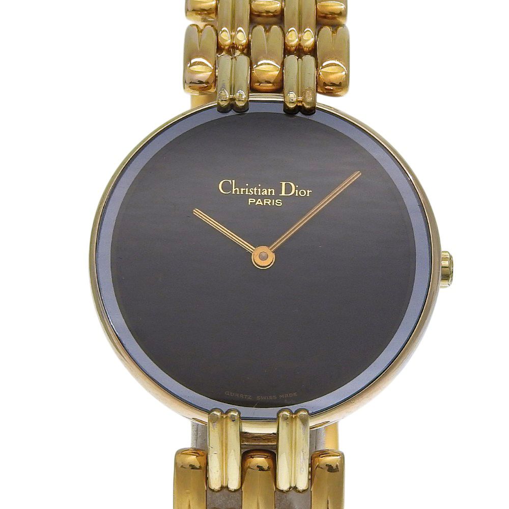 Dior Dio Bakira Gold Plated Kuo Analog Display Black Dial Watch