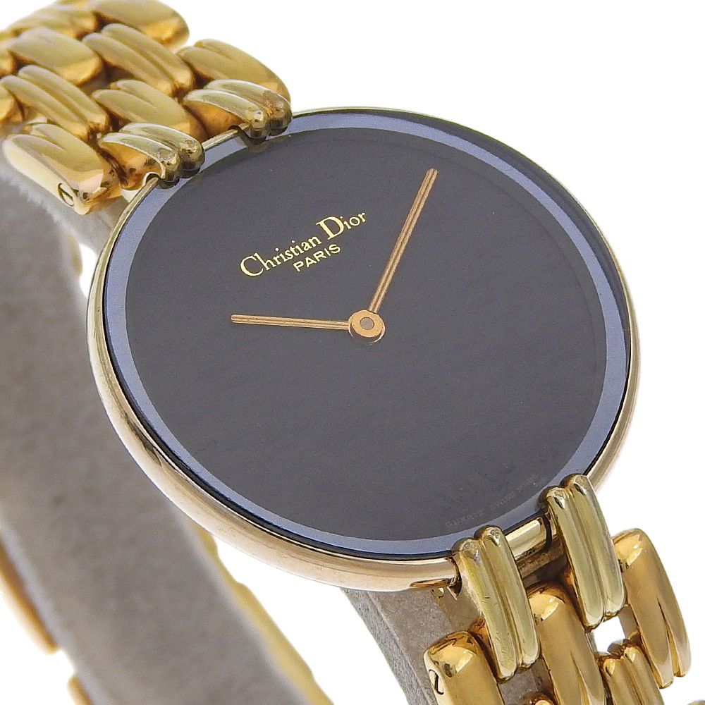 Dior Dio Bakira Gold Plated Kuo Analog Display Black Dial Watch — view 3