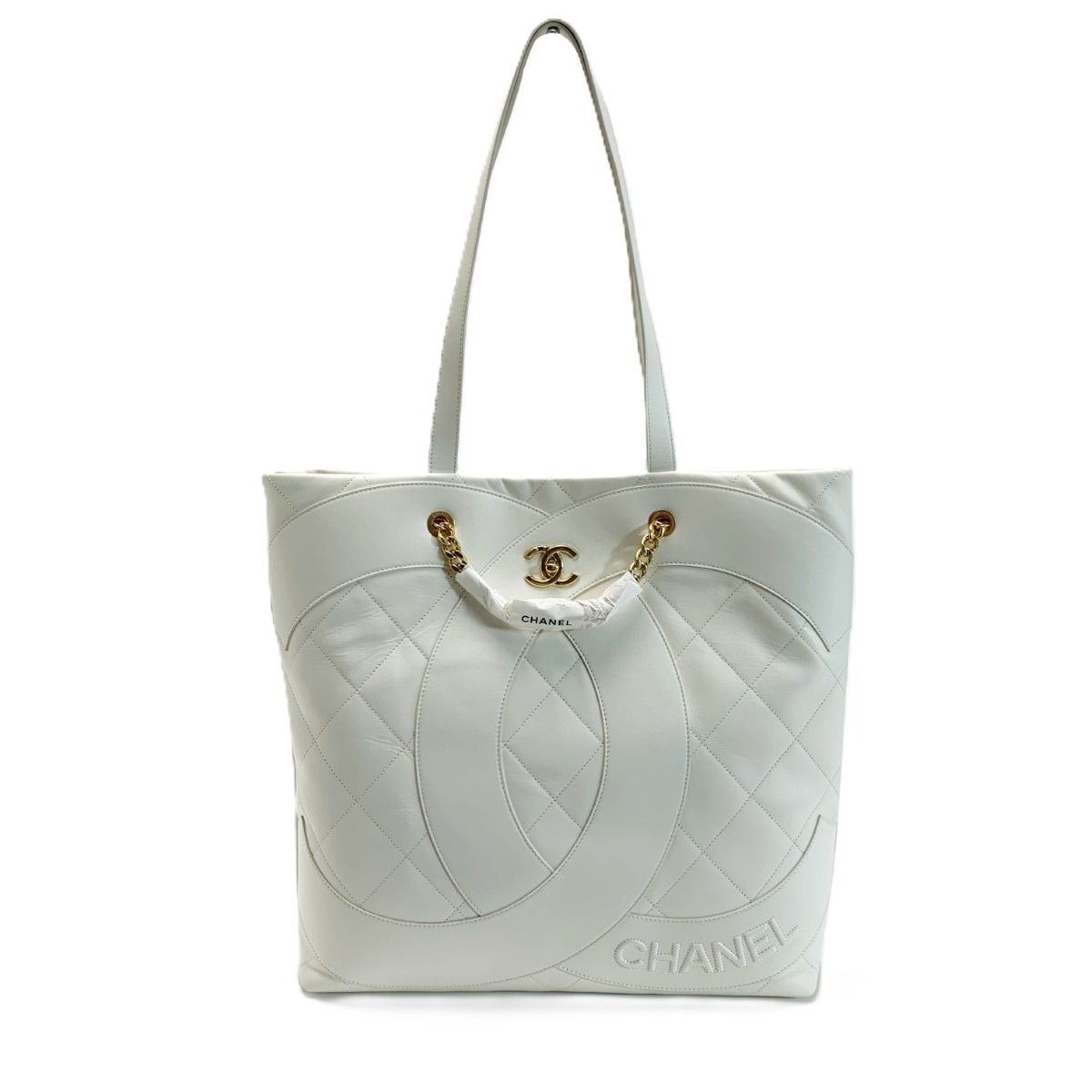 Chanel Maxi Shopping Quilted White Large Tote