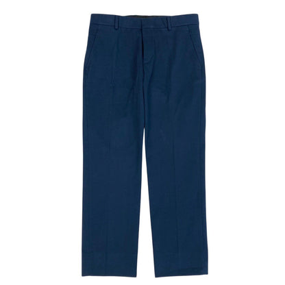 Hermes Trousers Chino Pants Pleated 42 Navy Cotton — view 2