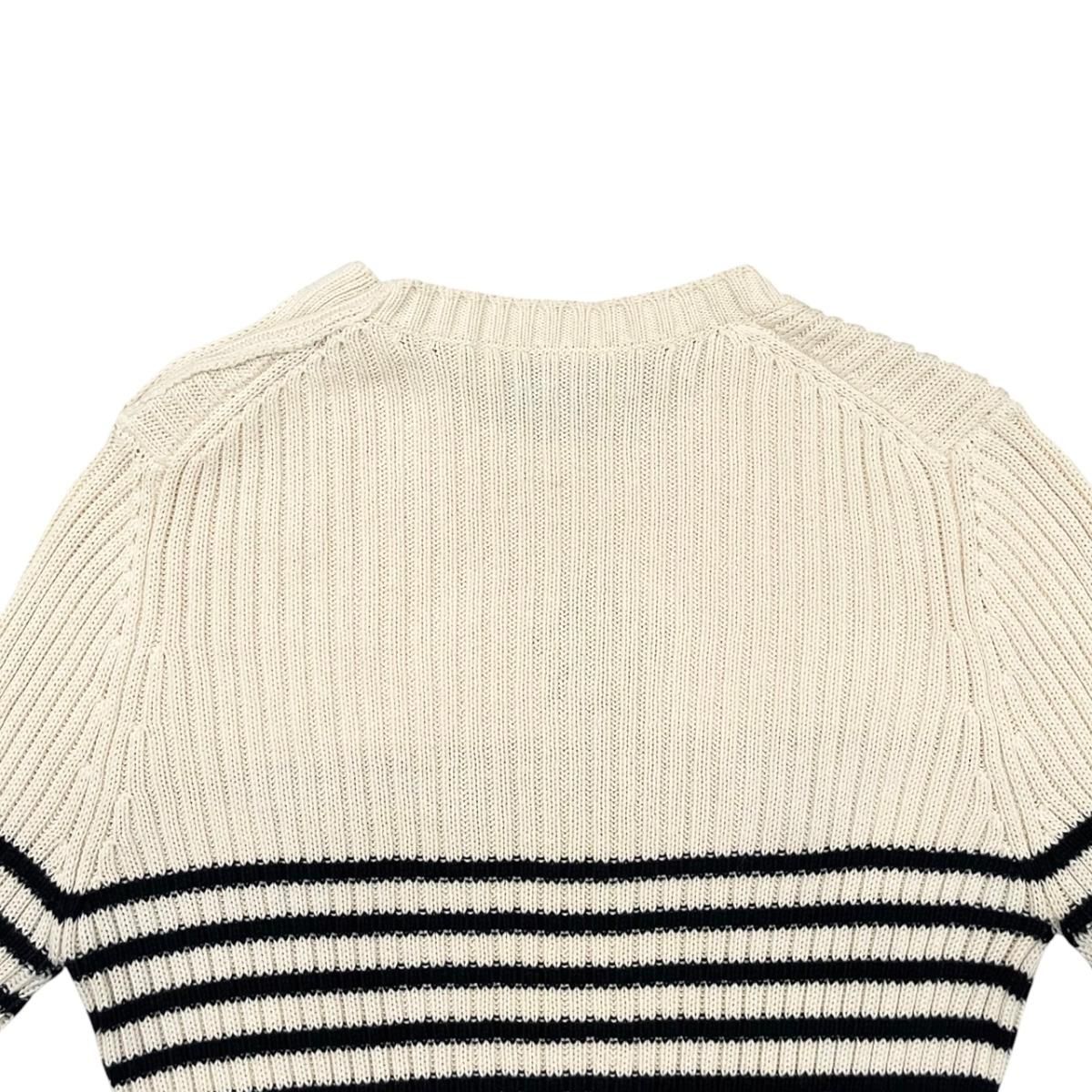 Dior Sweater Star Logo Border Knit 38 Cotton Beige Navy — view 5