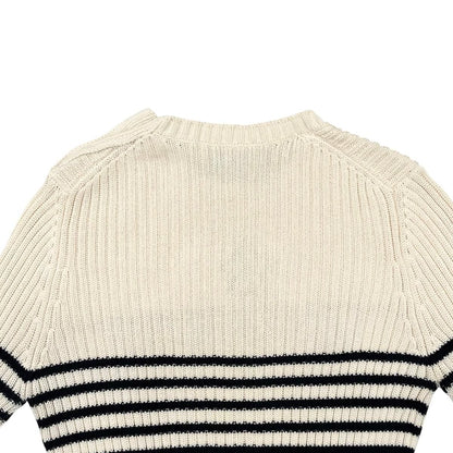 Dior Sweater Star Logo Border Knit 38 Cotton Beige Navy — view 5