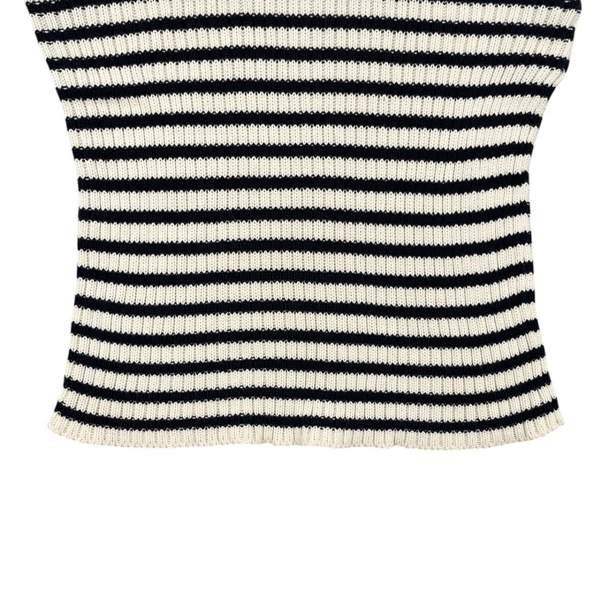 Dior Sweater Star Logo Border Knit 38 Cotton Beige Navy — view 4