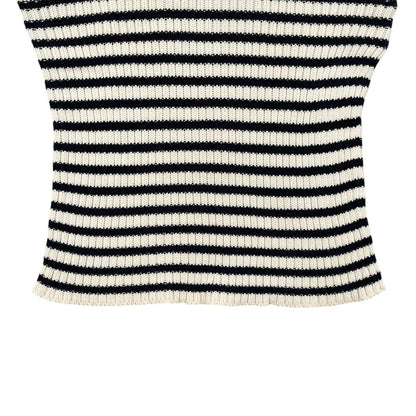 Dior Sweater Star Logo Border Knit 38 Cotton Beige Navy — view 4