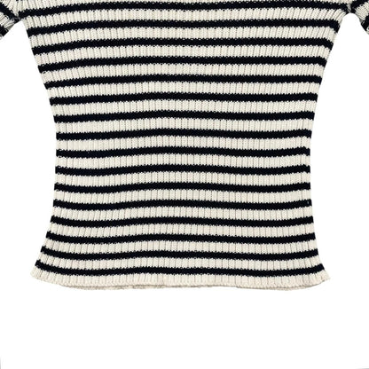 Dior Sweater Star Logo Border Knit 38 Cotton Beige Navy — view 6