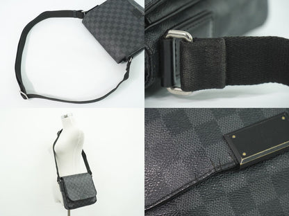 Louis Vuitton LV District PM Damier Graphite Shoulder Bag Pochette Black Gray — view 6