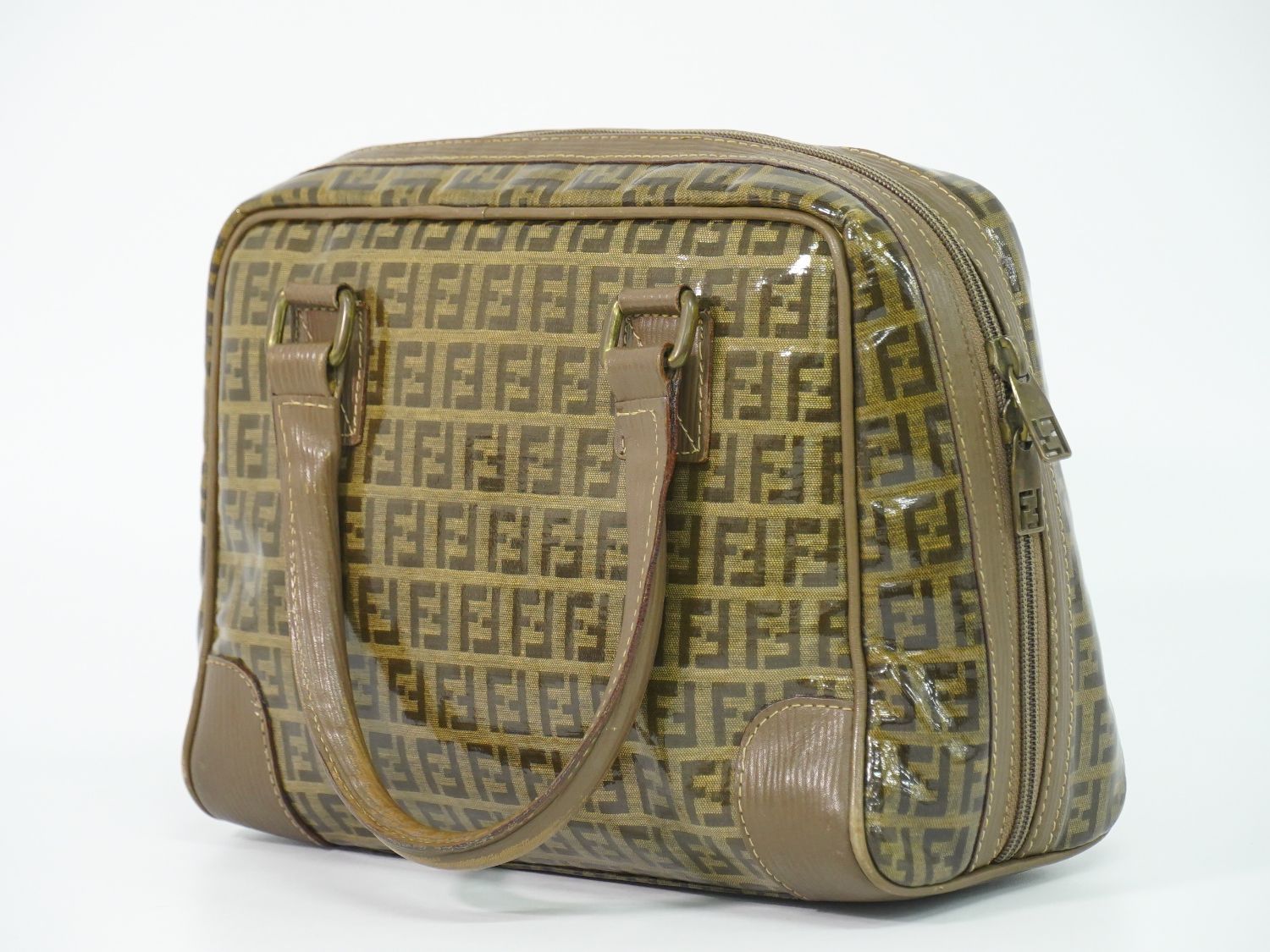 Fendi Zucchino Mini Boston Bag Brown — view 2