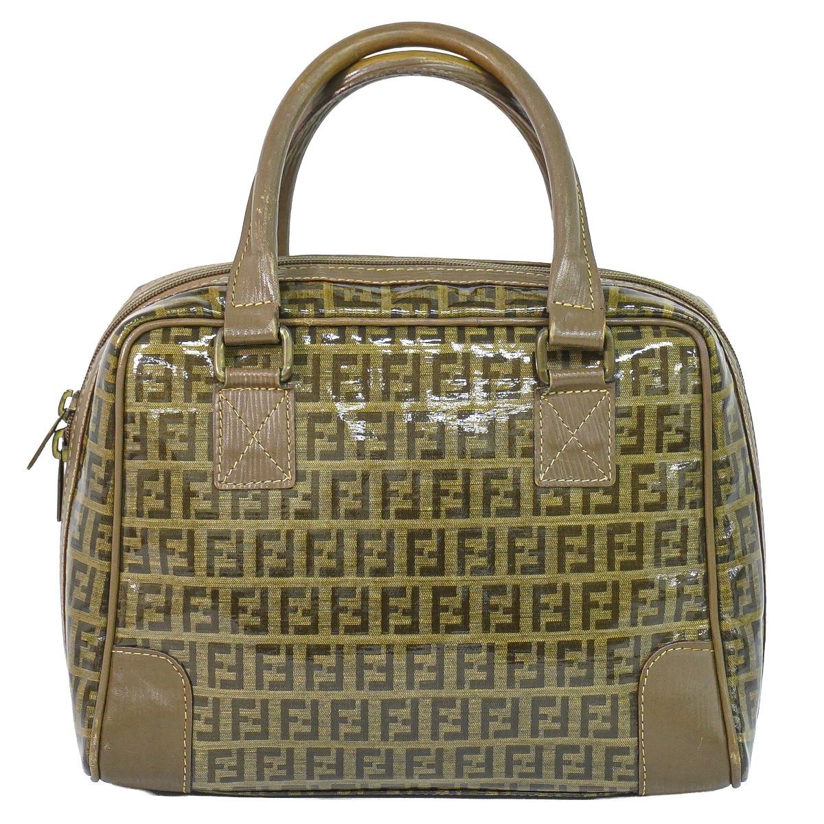 Fendi Zucchino Mini Boston Bag Brown