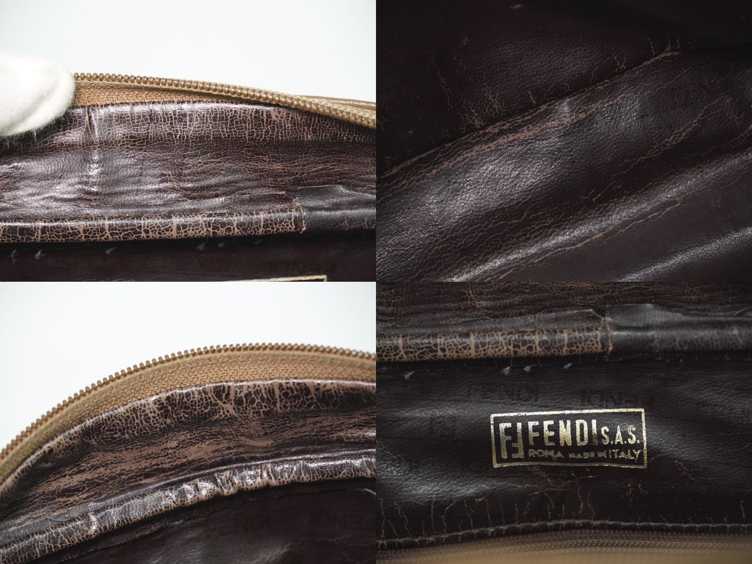 Fendi Zucchino Mini Boston Bag Brown — view 9