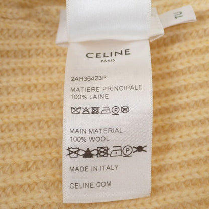 Celine Ribbed Logo Knit Cap Wool Yellow — view 7