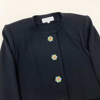 Saint Laurent Bijou Button Knit Jacket L Black Wool — view 5