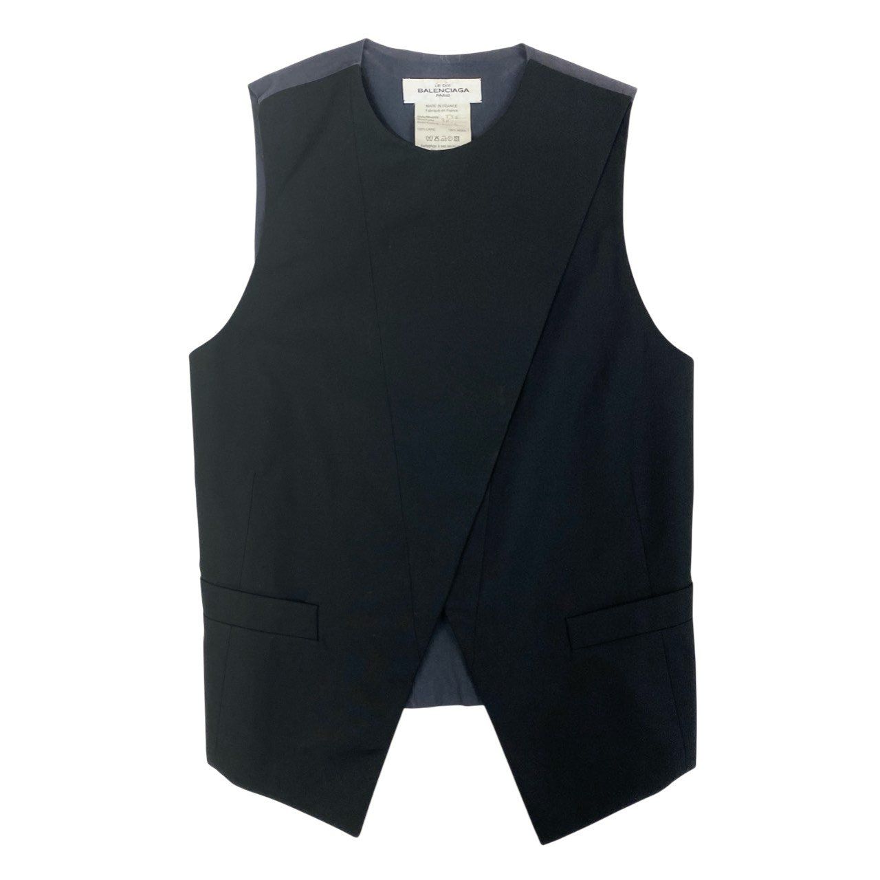 Balenciaga Transformed Gilet Vest Sleeveless Top 36 Black Wool