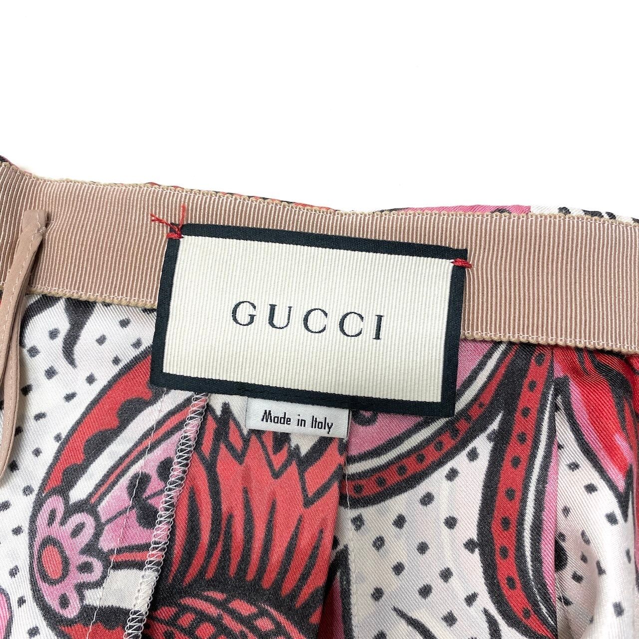 Gucci Floral Pleats Long Skirt Retro Modern All Over Pattern 36 Rosso Red Silk — view 9