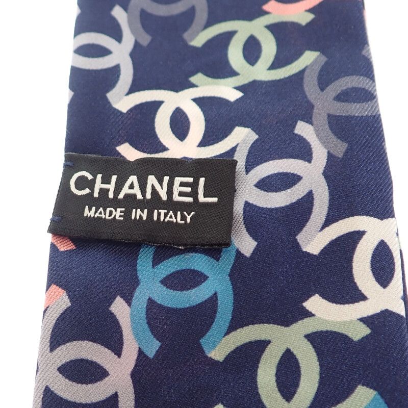 Chanel CC Logo Headband Scarf Silk Navy Multicolor — view 3