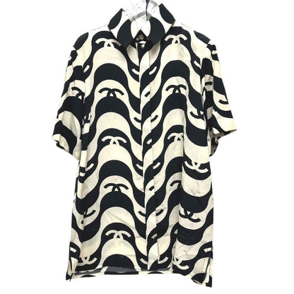Chanel Short Sleeve T-Shirt CC Logo Wave Silk Black